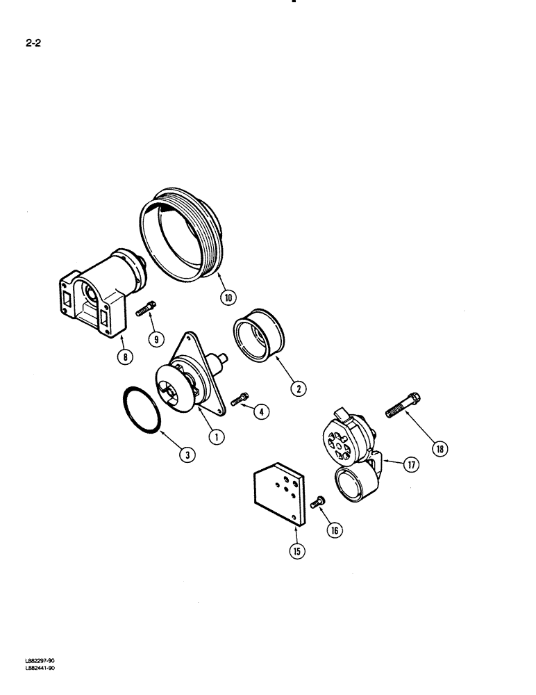 Схема запчастей Case 1550 - (2-02) - WATER PUMP SYSTEM, 6T-830 ENGINE (02) - ENGINE