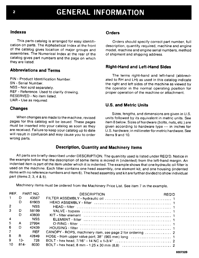 Схема запчастей Case 1187 - (002) - GENERAL INFORMATION (00) - GENERAL