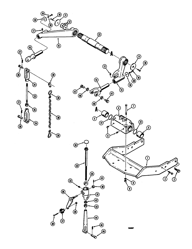 Схема запчастей Case 350B - (264) - THREE POINT HITCH, ROCKSHAFT, HOUSING, AND LIFT LINKS (05) - UPPERSTRUCTURE CHASSIS