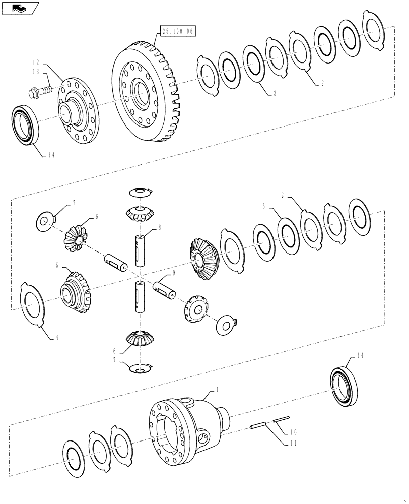 Схема запчастей Case 521F - (25.102.02) - FRONT DIFFERENTIAL LIMITED SLIP (25) - FRONT AXLE SYSTEM