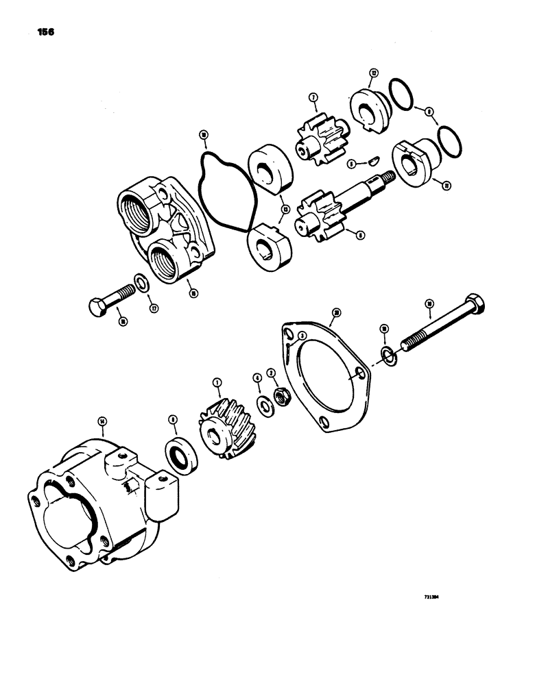 Схема запчастей Case 450 - (156) - TORQUE CONVERTER PUMP AND MOUNTING (03) - TRANSMISSION