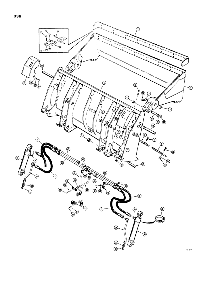 Схема запчастей Case 1450 - (336) - 4-IN-1 BUCKET (09) - CHASSIS/ATTACHMENTS