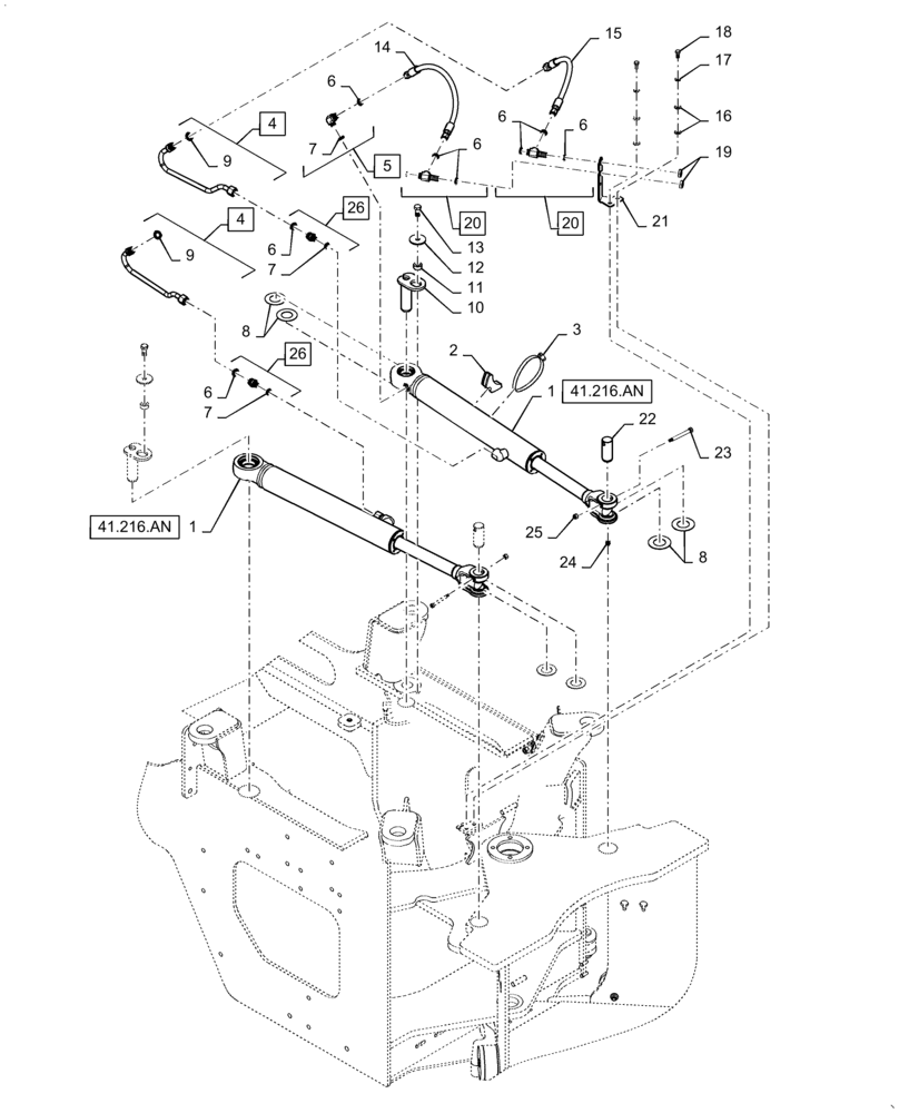 Схема запчастей Case 721F - (41.216.AV) - STEERING CYLINDER INSTALLATION (41) - STEERING