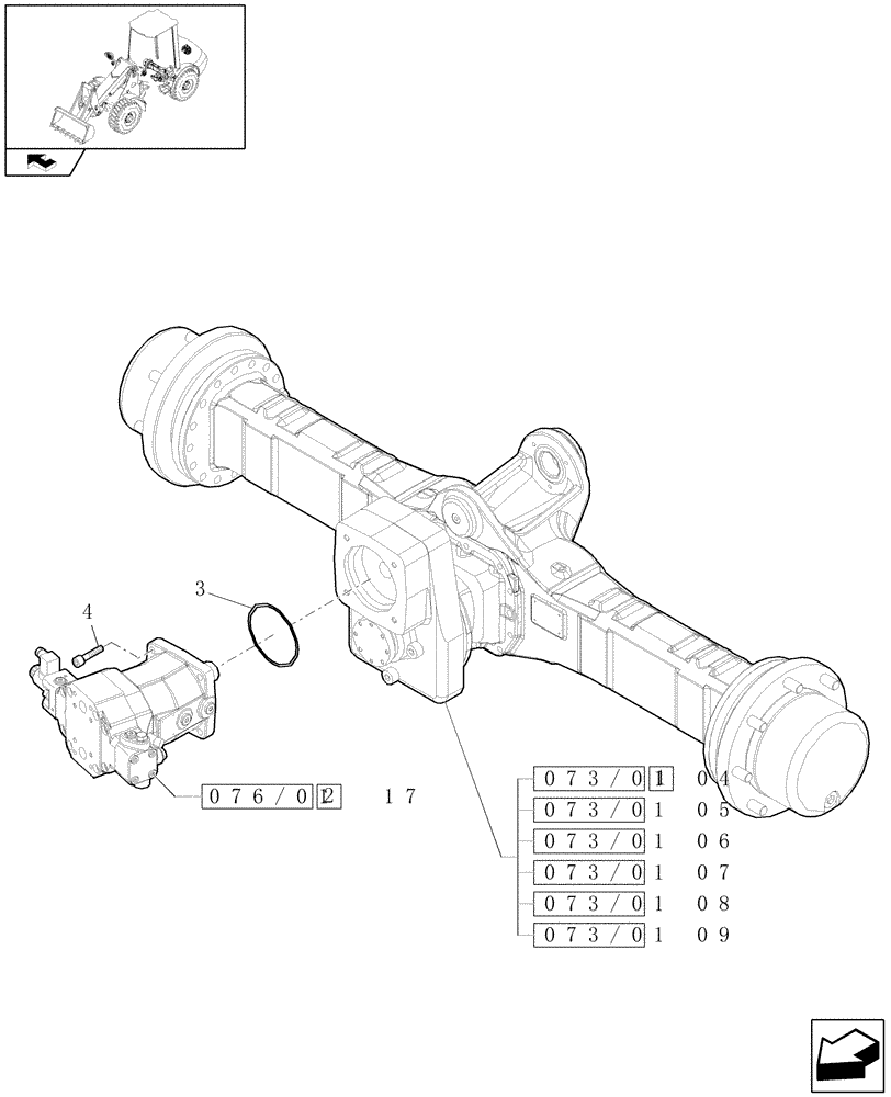 Схема запчастей Case 221E - (073/02[03]) - 20 KM/H REAR SELF-LOCKING AXLE :HYDRAULIC MOTOR ASSEMBLY (05) - REAR AXLE