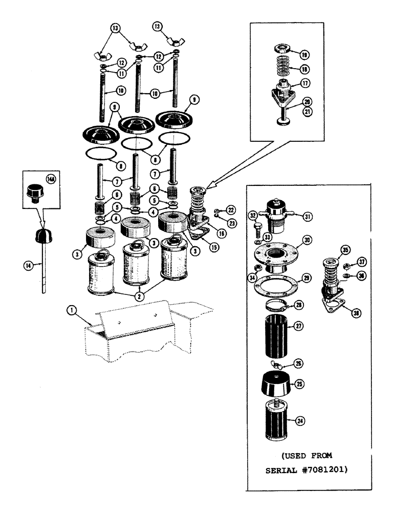 Схема запчастей Case 800 - (184) - HYDRAULIC FILTER SYSTEM, (USED UP TO SERIAL #7081201) (07) - HYDRAULIC SYSTEM