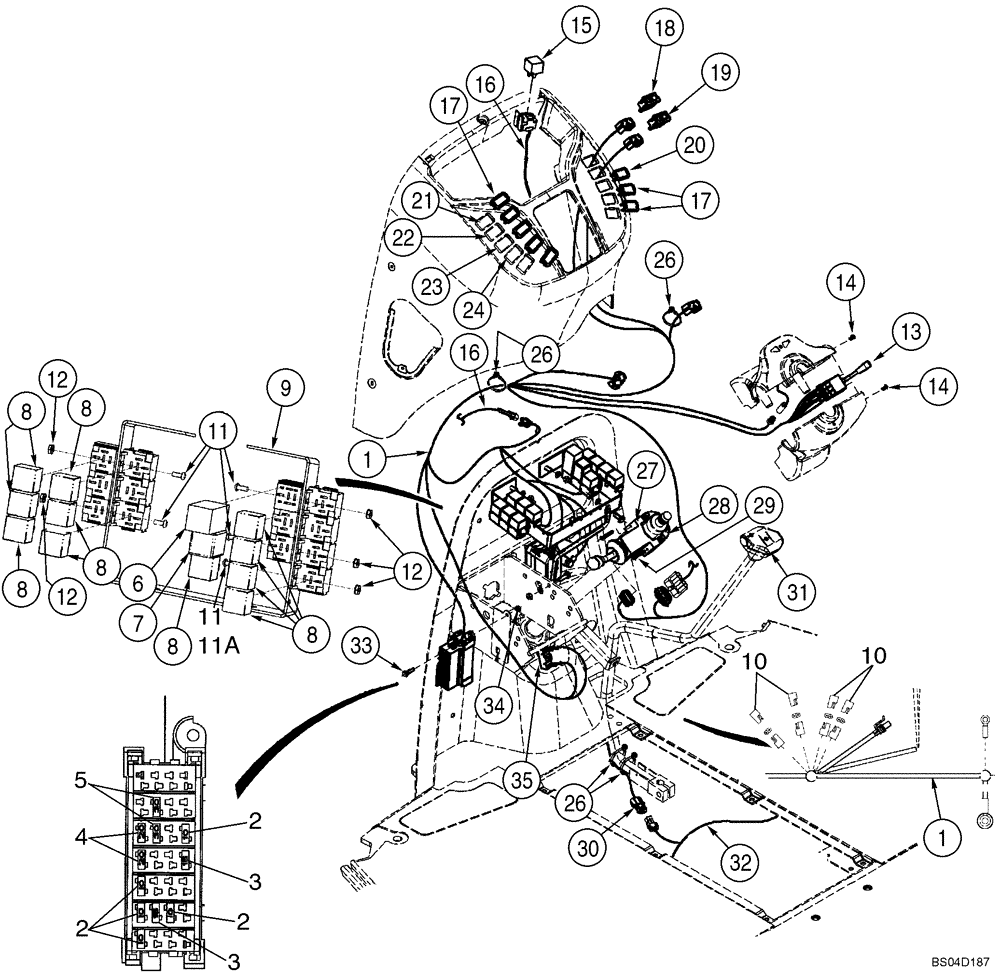 Схема запчастей Case 590SM - (04-07) - HARNESS, FRONT CONSOLE - SWITCHES (04) - ELECTRICAL SYSTEMS