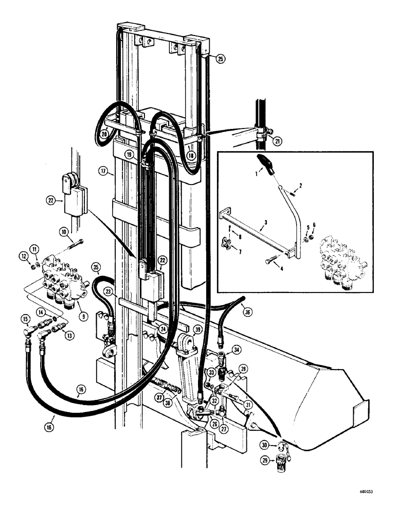 Схема запчастей Case 530 - (54) - LOADER BUCKET HYDRAULICS, STANDARD 21 FOOT 6 INCH MAST (35) - HYDRAULIC SYSTEMS