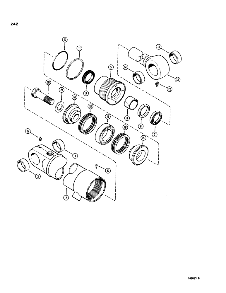 Схема запчастей Case 35 - (242) - G33798 AND G33799 LOADER CLAM CYLINDERS, WITH TWO PIECE PISTON 