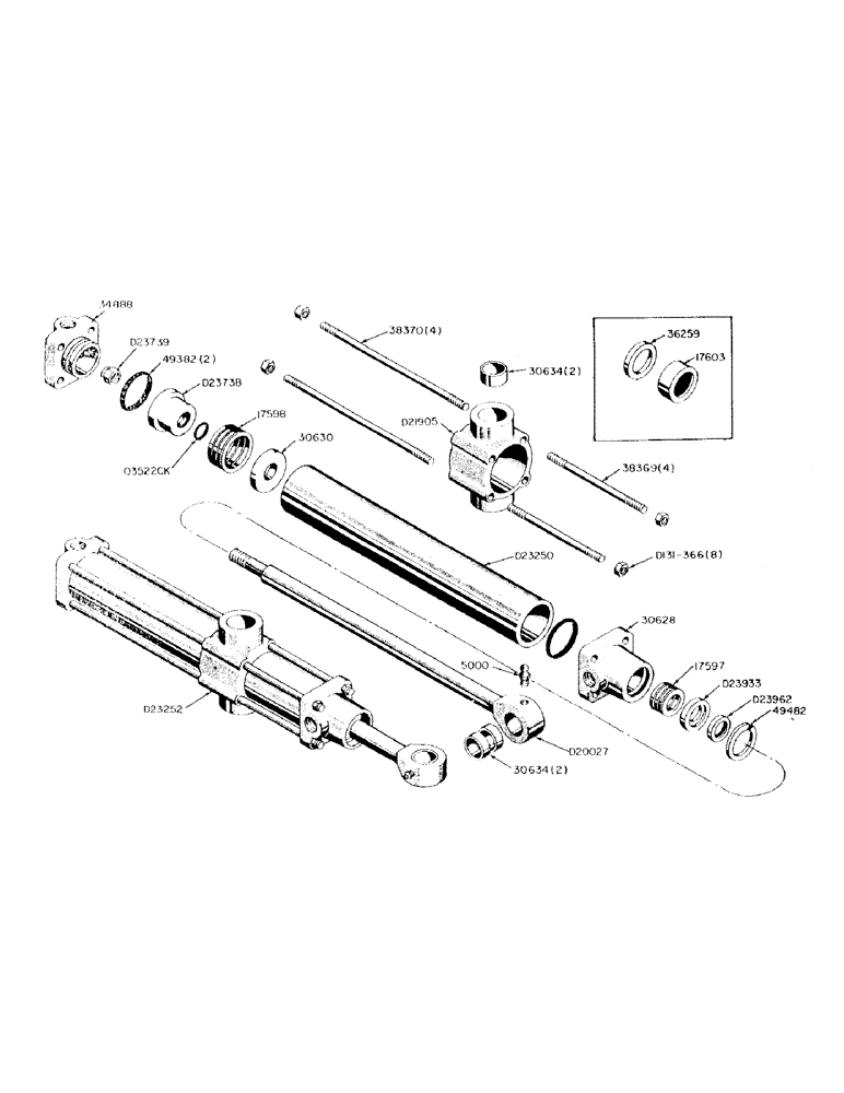 Схема запчастей Case 310B - (52) - D23252 AND D23253 HYDRAULIC SWING CYLINDERS 