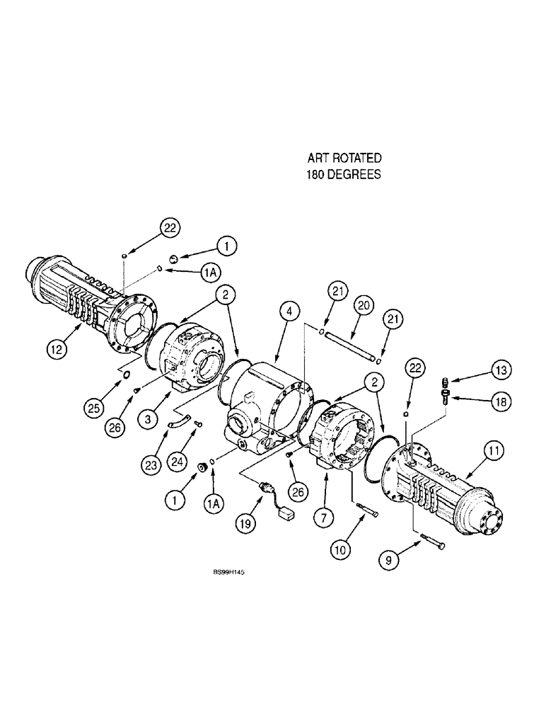 Схема запчастей Case 580L - (6-104) - REAR DRIVE AXLE, AXLE HOUSING (06) - POWER TRAIN