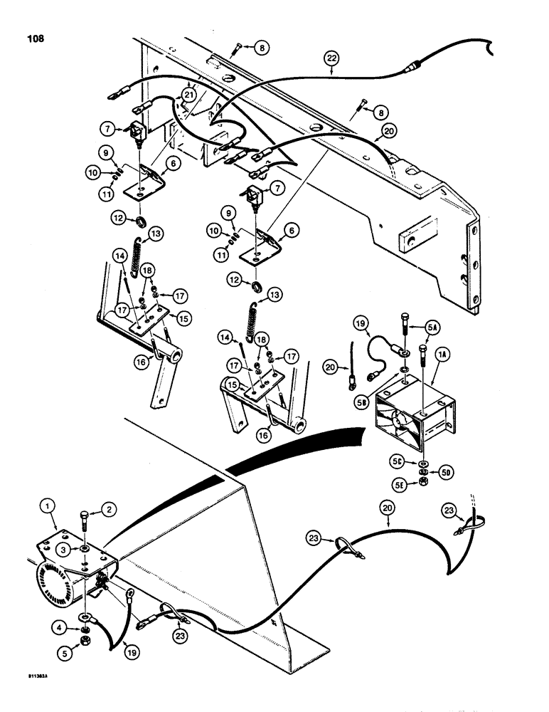 Схема запчастей Case 1835 - (108) - BACKUP ALARM (04) - ELECTRICAL SYSTEMS