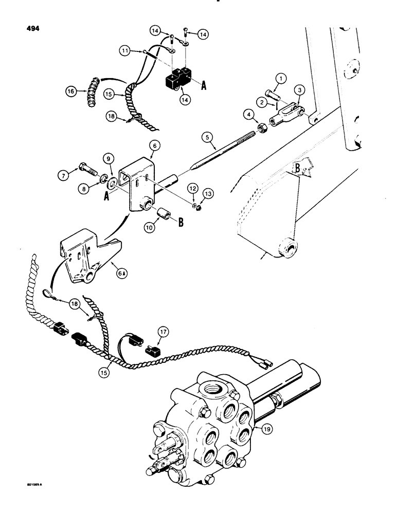 Схема запчастей Case 580E - (494) - LOADER RETURN-TO-DIG CONTROL (09) - CHASSIS/ATTACHMENTS