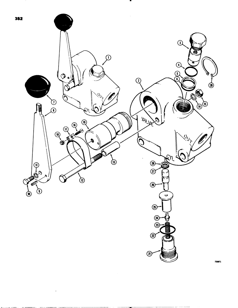 Схема запчастей Case 580C - (352) - BOOM LOCK VALVE (08) - HYDRAULICS