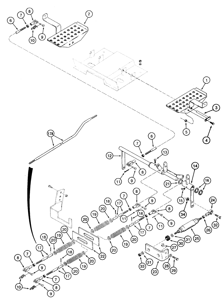 Схема запчастей Case 1835C - (6-14) - LOADER CONTROLS, USED ON MODELS WITH FOOT CONTROLS (06) - POWER TRAIN