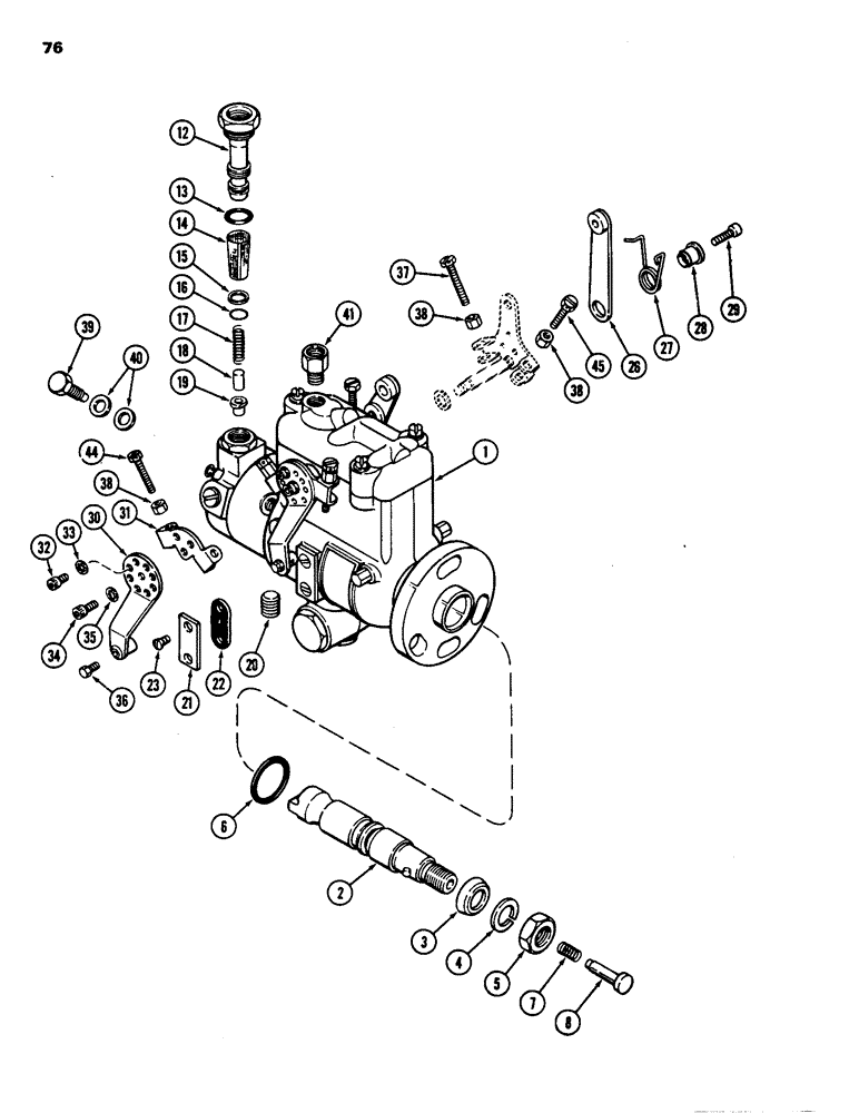 Схема запчастей Case 1835 - (076) - FUEL INJECTION PUMP ASSEMBLY, 188 DIESEL ENGINE (03) - FUEL SYSTEM