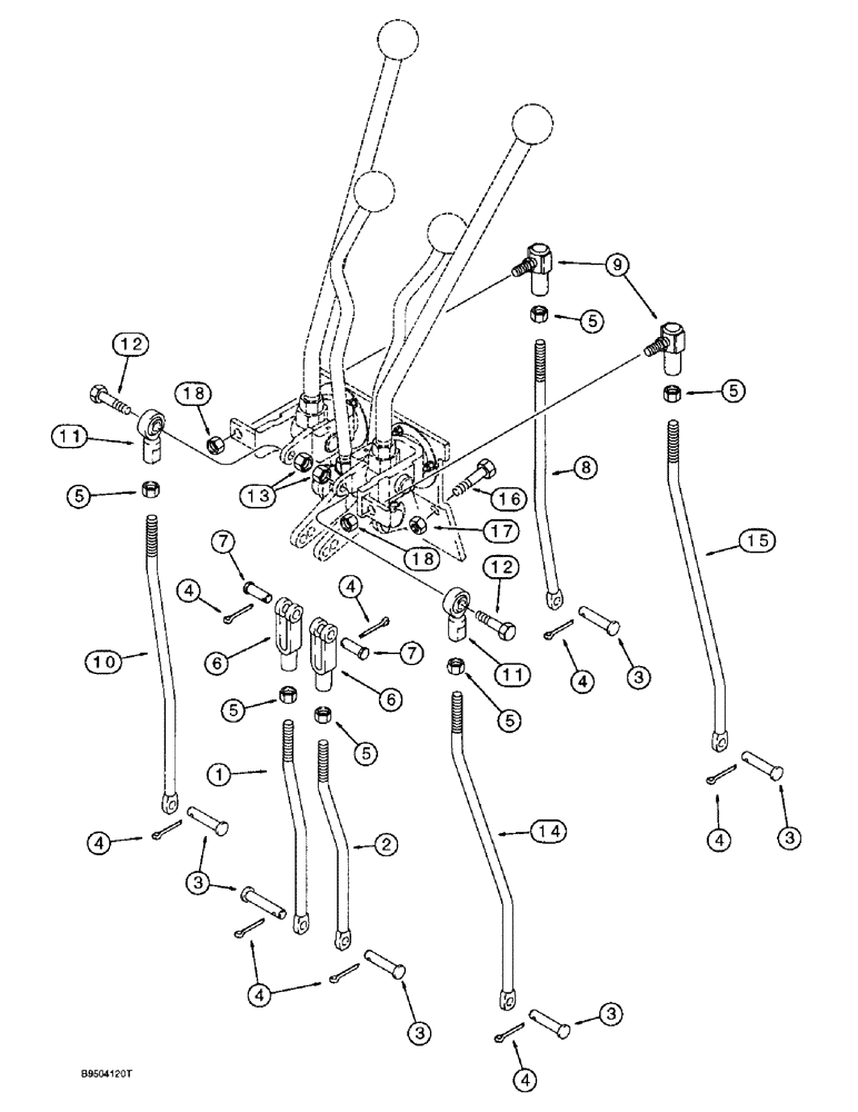 Схема запчастей Case 580SL - (9-029A) - BACKHOE CONTROLS WITH HAND SWING, LOWER CONTROL LEVERS, USED WITH 185975A1 CONTROL TOWER SUPPORT (09) - CHASSIS/ATTACHMENTS