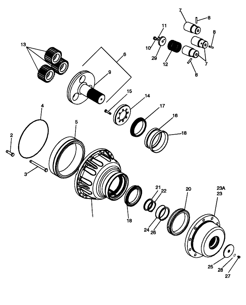 Схема запчастей Case 650L - (27.126.03) - FINAL DRIVE, HUB (27) - REAR AXLE SYSTEM