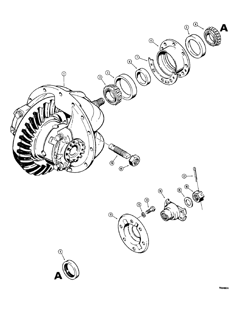 Схема запчастей Case 780 - (222) - D86494 REAR AXLE, TRAC SN 5500354 & AFT, EXCEPT SN 5500426 TRU 5500439 (06) - POWER TRAIN