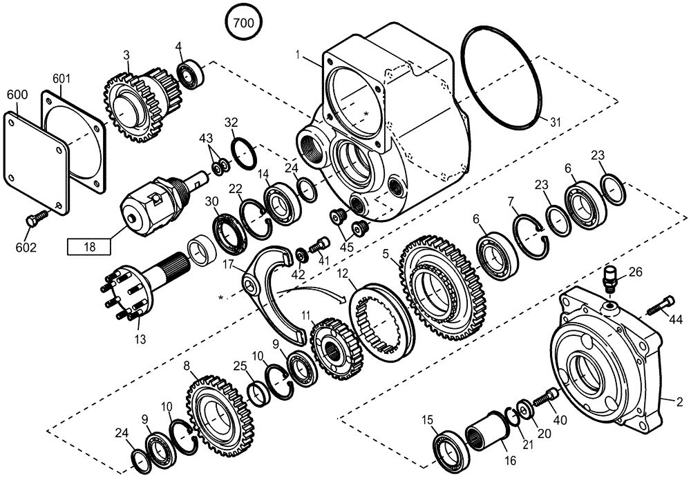 Схема запчастей Case 221D - (02.028[001]) - DRIVE-GEARING REAR AXLE FAST GEAR (OPTION) (S/N 581101-UP) (27) - REAR AXLE SYSTEM