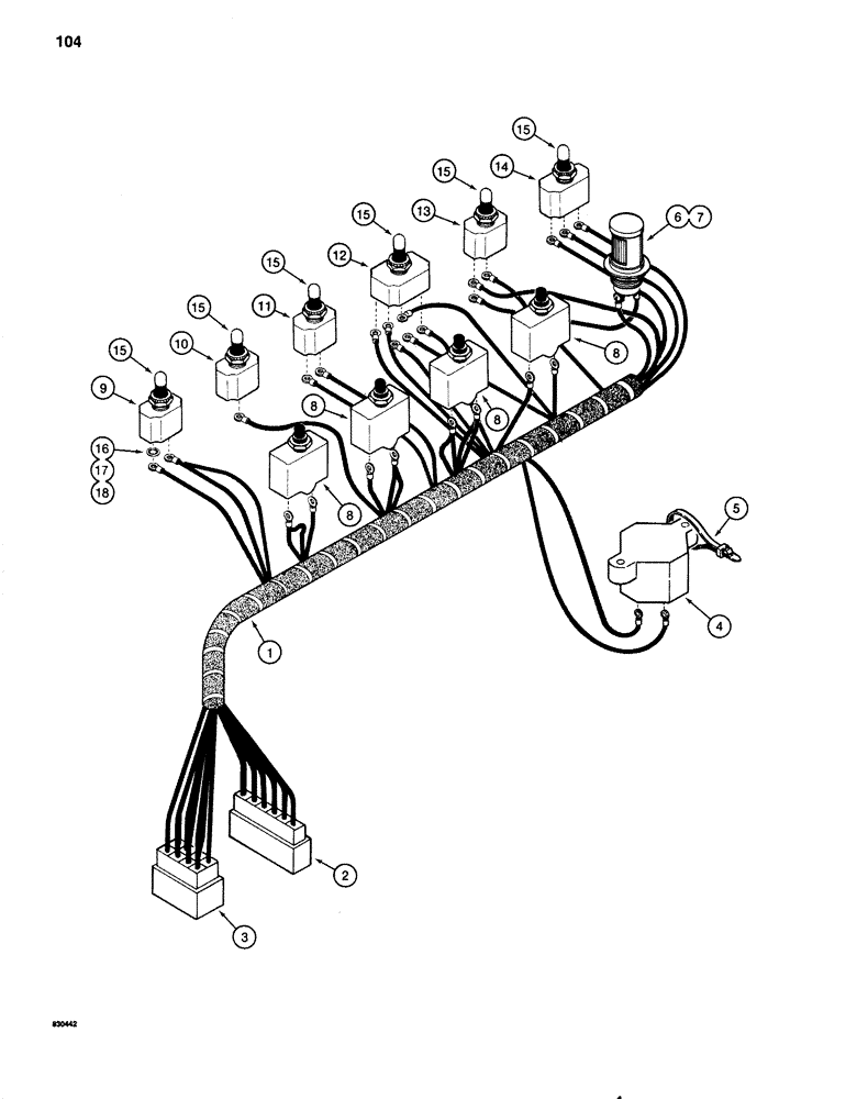 Схема запчастей Case 1080 - (104) - ELECTRICAL HARNESS - LEFT-HAND CONSOLE (55) - ELECTRICAL SYSTEMS