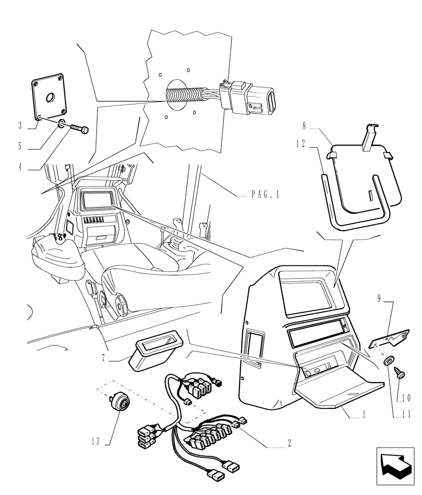 Схема запчастей Case 1850K - (9.651[06]) - ROPS CANOPY - DASHBOARD - OPTIONAL CODE 784111231 (19) - OPTIONS