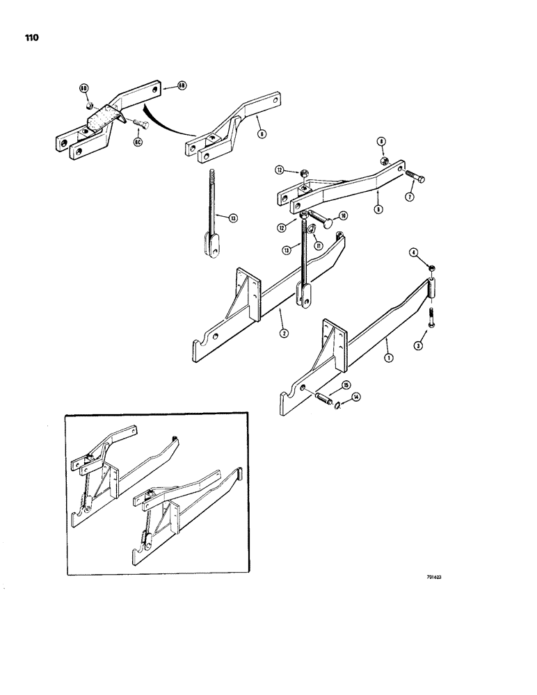 Схема запчастей Case 26 - (110) - BACKHOE MOUNTING PARTS, FOR 480 TRACTORS 