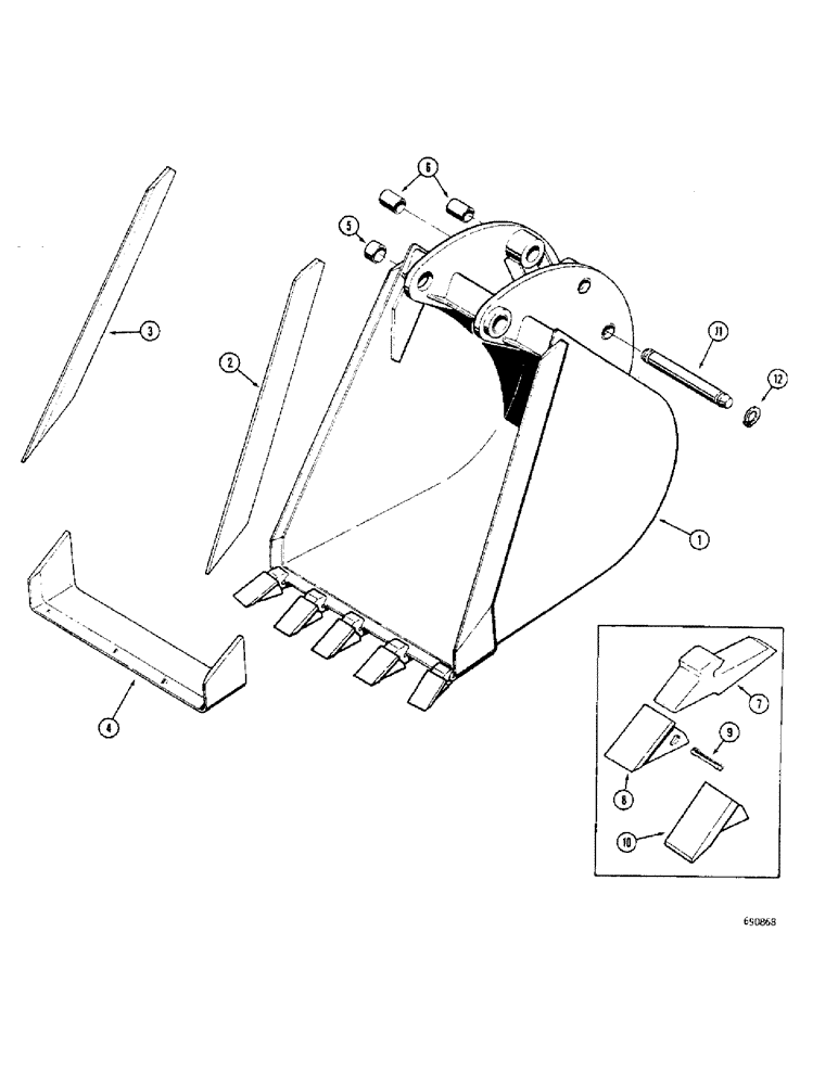 Схема запчастей Case 680CK - (166) - BACKHOE BUCKETS (OPTIONAL TYPES), TRENCHING BUCKETS-HEAVY DUTY (MACHINERY ITEM) (84) - BOOMS, DIPPERS & BUCKETS