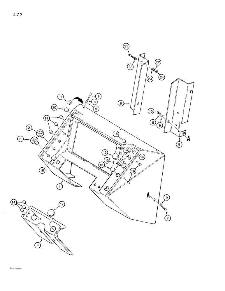 Схема запчастей Case 780D - (4-22) - INSTRUMENT PANEL AND COVERS (04) - ELECTRICAL SYSTEMS