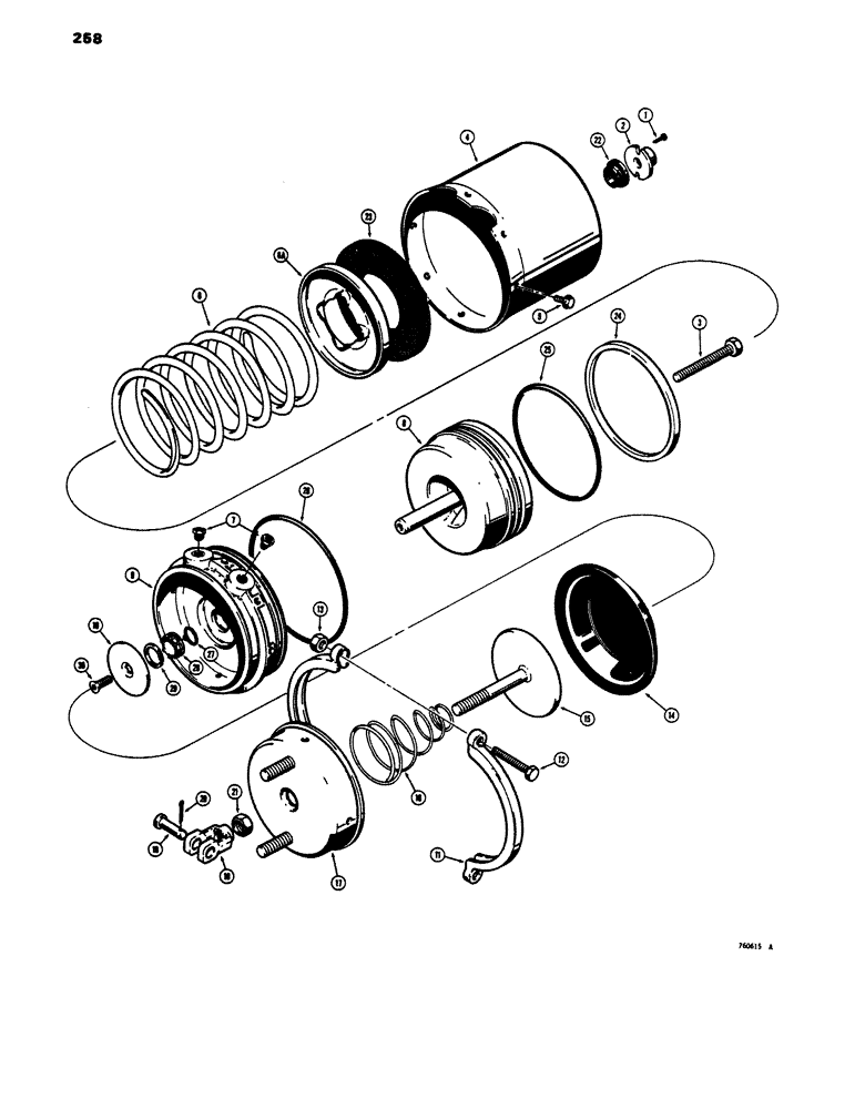 Схема запчастей Case 680E - (258) - BRAKE SYSTEM, L73081 BRAKE CHAMBER (33) - BRAKES & CONTROLS