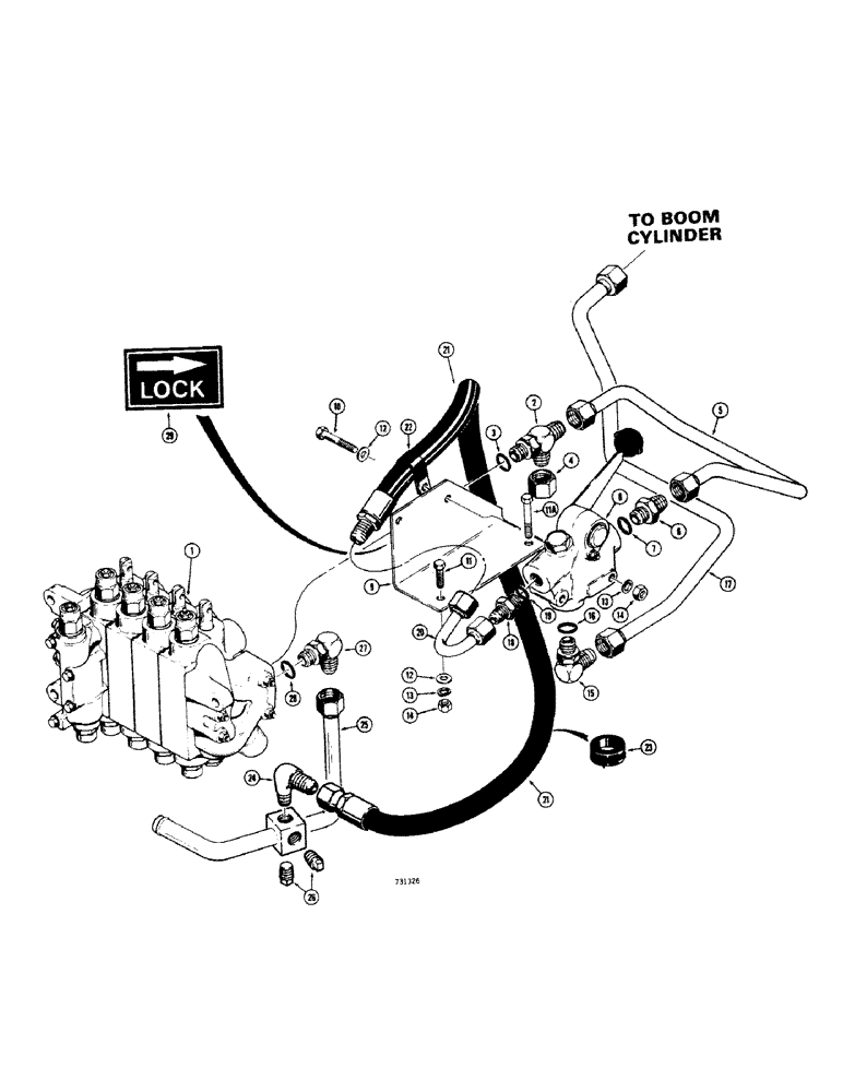 Схема запчастей Case 35 - (152) - HYDRAULIC BOOM LOCK (35) WITH CASE AND CESSNA CONTROL VALVES 