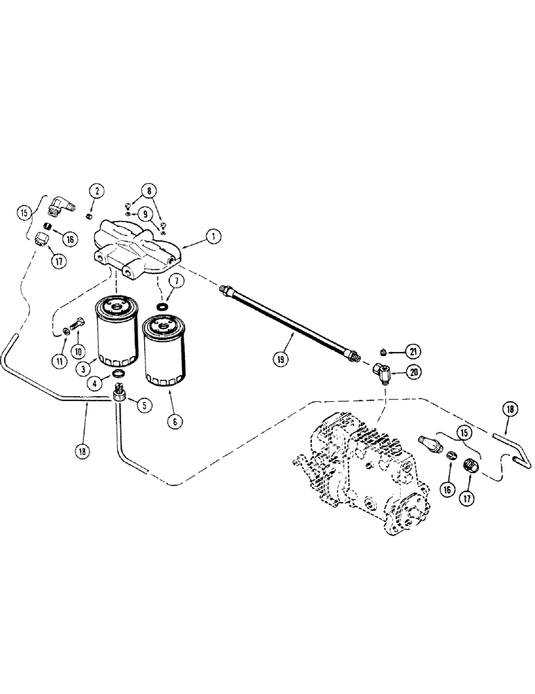 Схема запчастей Case 680CK - (032) - FUEL INJECTION FILTER SYSTEM, (301B) DIESEL ENGINE (10) - ENGINE