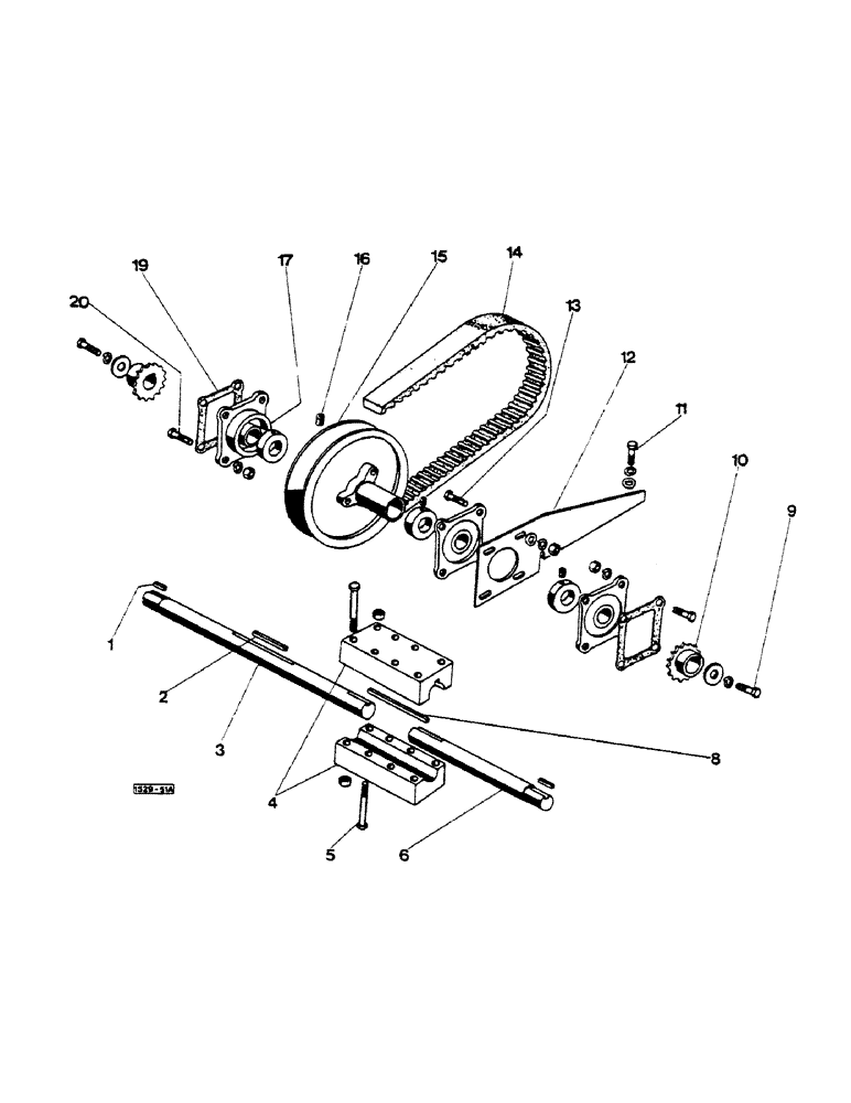 Схема запчастей Case 1529 - (094) - JACKSHAFT (14) - MAIN GEARBOX & DRIVE