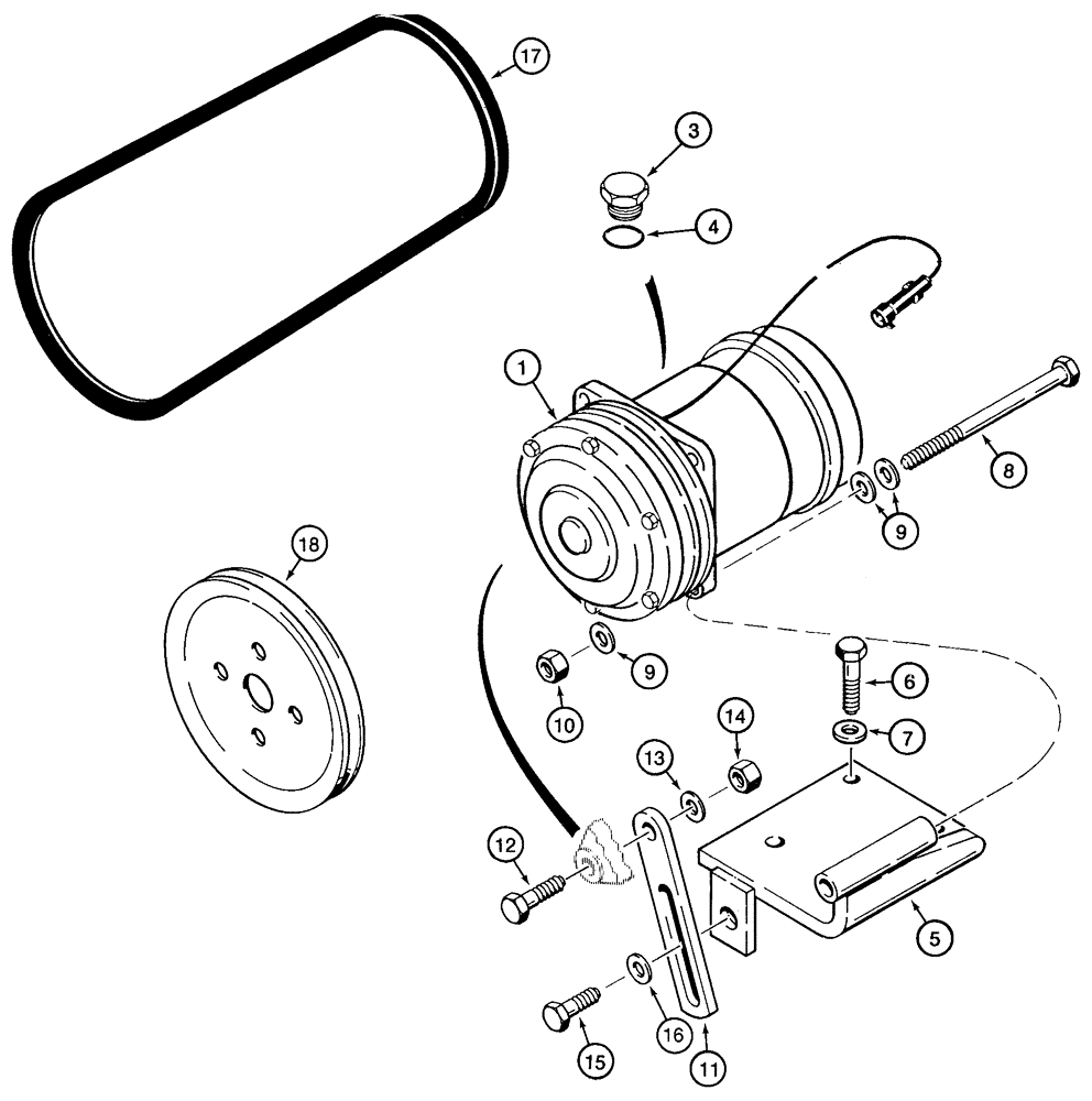 Схема запчастей Case 721C - (09-55) - AIR CONDITIONING - COMPRESSOR MOUNTING (09) - CHASSIS