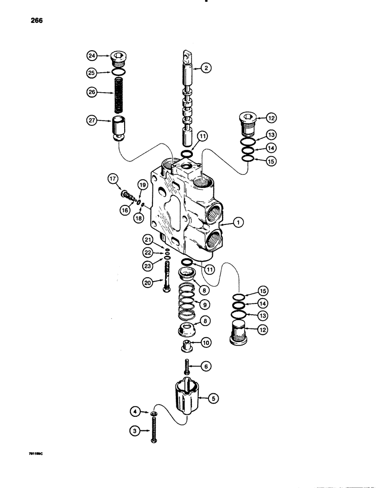 Схема запчастей Case 780B - (266) - BACKHOE CONTROL VALVE, EXTENDABLE DIPPER SECTION (08) - HYDRAULICS