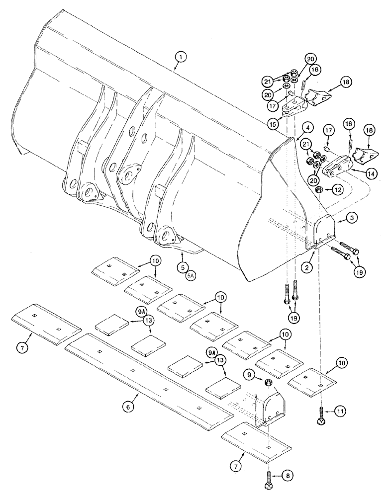 Схема запчастей Case 921B - (9-010) - LOADER BUCKETS AND CUTTING EDGES (4.75 CUBIC YARD) (09) - CHASSIS/ATTACHMENTS