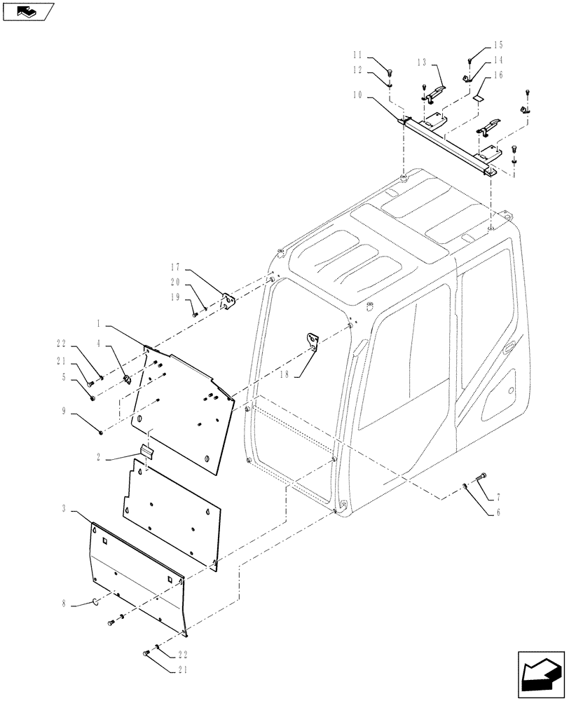 Схема запчастей Case CX160C - (90.119.70) - CAB VANDAL GUARD (90) - PLATFORM, CAB, BODYWORK AND DECALS