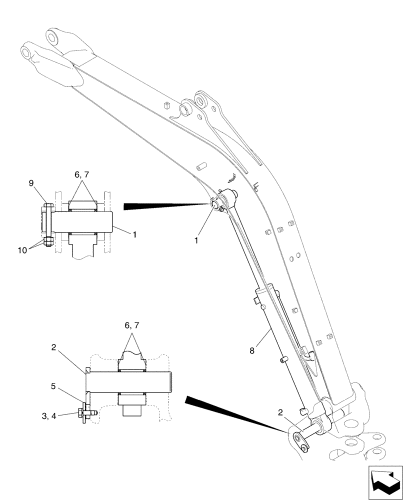 Схема запчастей Case CX36B - (03-003[01]) - CYLINDER INSTAL, BOOM - CAB (35) - HYDRAULIC SYSTEMS