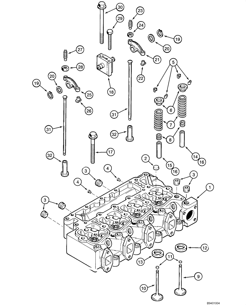 Схема запчастей Case 570MXT - (02-19) - CYLINDER HEAD AND VALVE MECHANISM - 4-390 EMISSIONS CERTIFIED ENGINE (02) - ENGINE