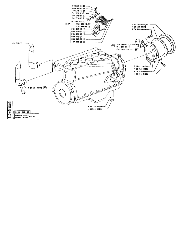 Схема запчастей Case 90BCL - (098) - FITTED ENGINE F6L 912 (01) - ENGINE