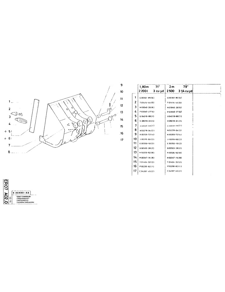 Схема запчастей Case RC200 - (118) - LOADER BUCKET - 1,80 M 2200 L (71" 3 CU. YD.) 