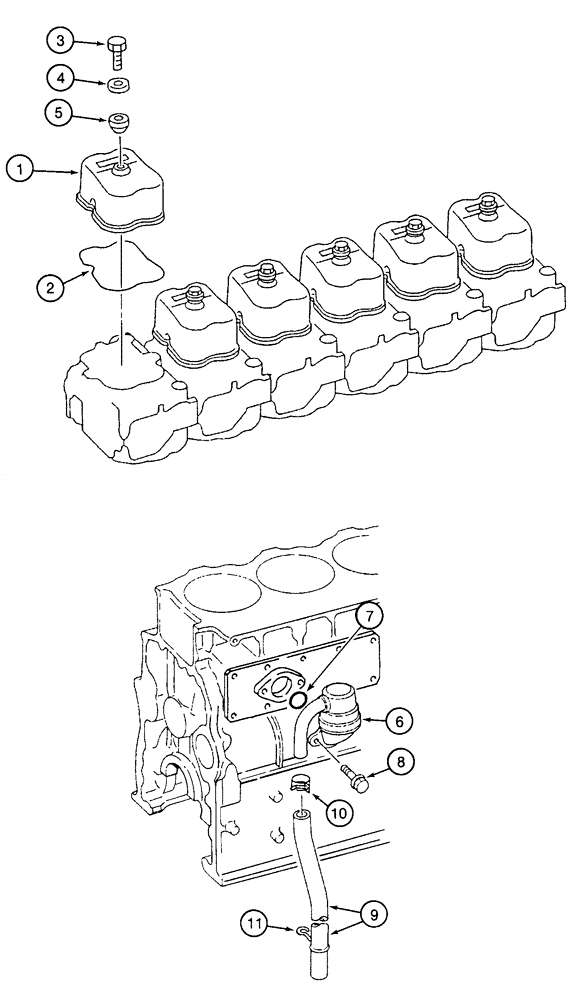 Схема запчастей Case 9050B - (2-42) - CYLINDER HEAD COVERS AND ENGINE BREATHER, 6D22-T ENGINE (02) - ENGINE