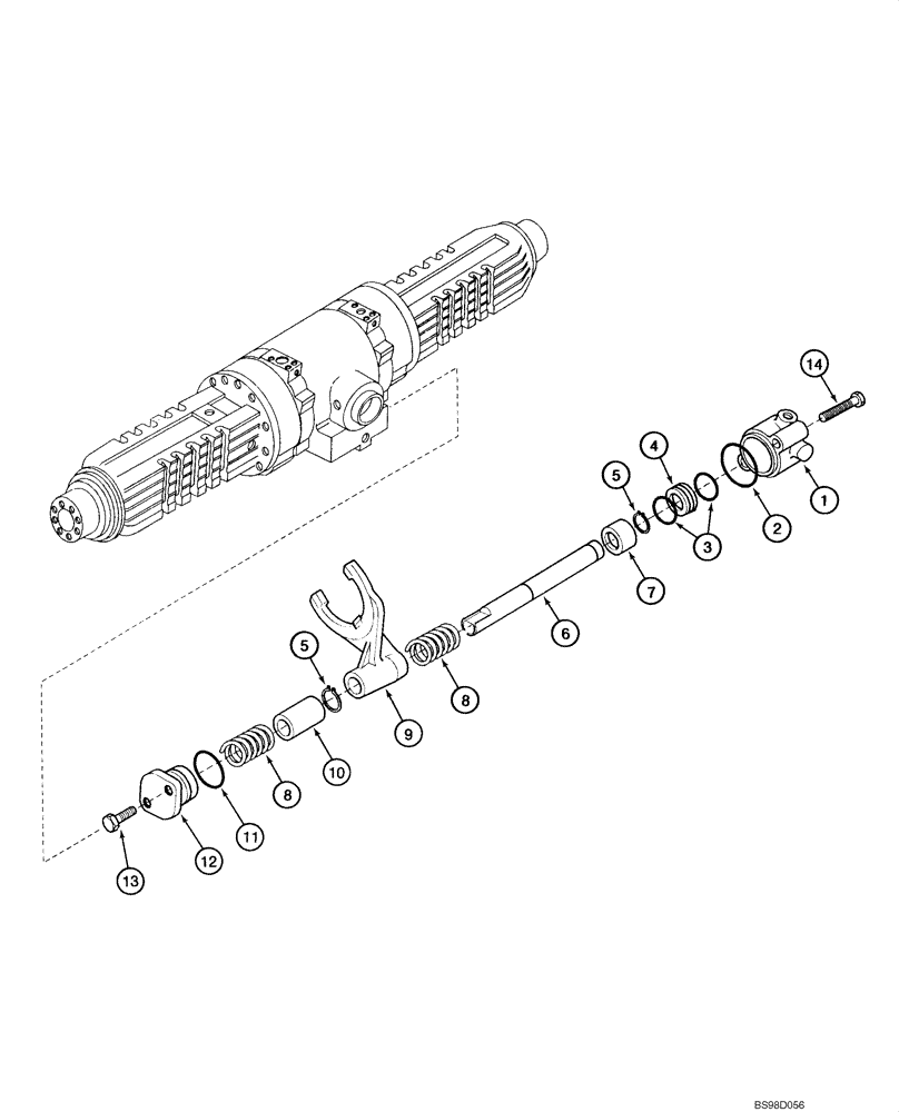 Схема запчастей Case 590SM - (06-45) - AXLE, REAR DRIVE - DIFFERENTIAL LOCK (COUNTER CLOCKWISE INPUT, MODELS WITH POWERSHIFT) (06) - POWER TRAIN