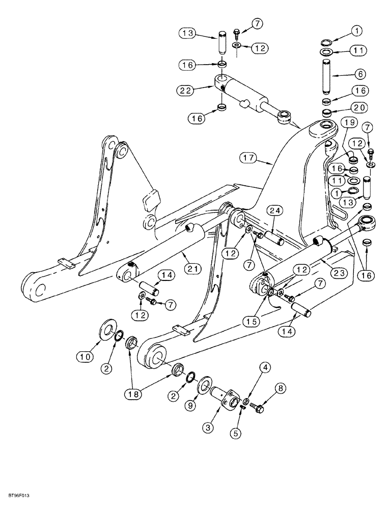 Схема запчастей Case 650G - (9-02) - C-FRAME AND CYLINDER MOUNTING (09) - CHASSIS/ATTACHMENTS