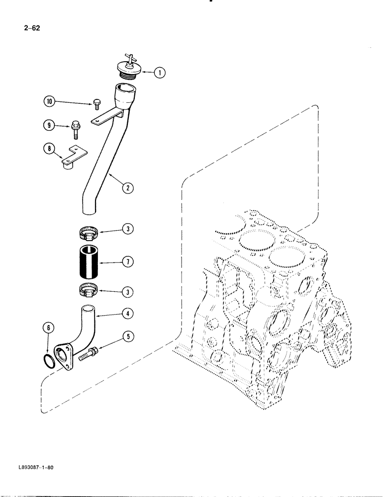 Схема запчастей Case 888 - (2-062) - ENGINE OIL FILL, 6T-590 DIESEL ENGINE (02) - ENGINE