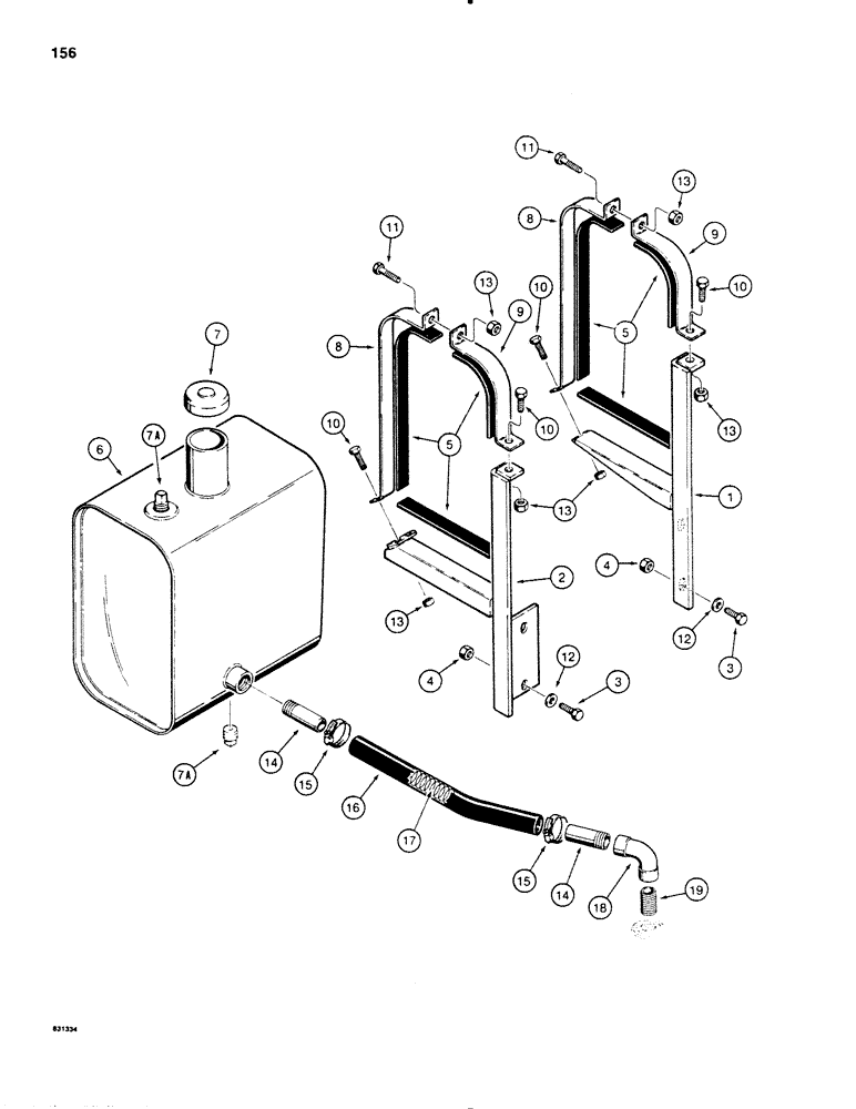 Схема запчастей Case SD100 - (156) - H608174 AUXILIARY HYDRAULIC RESERVOIR (35) - HYDRAULIC SYSTEMS