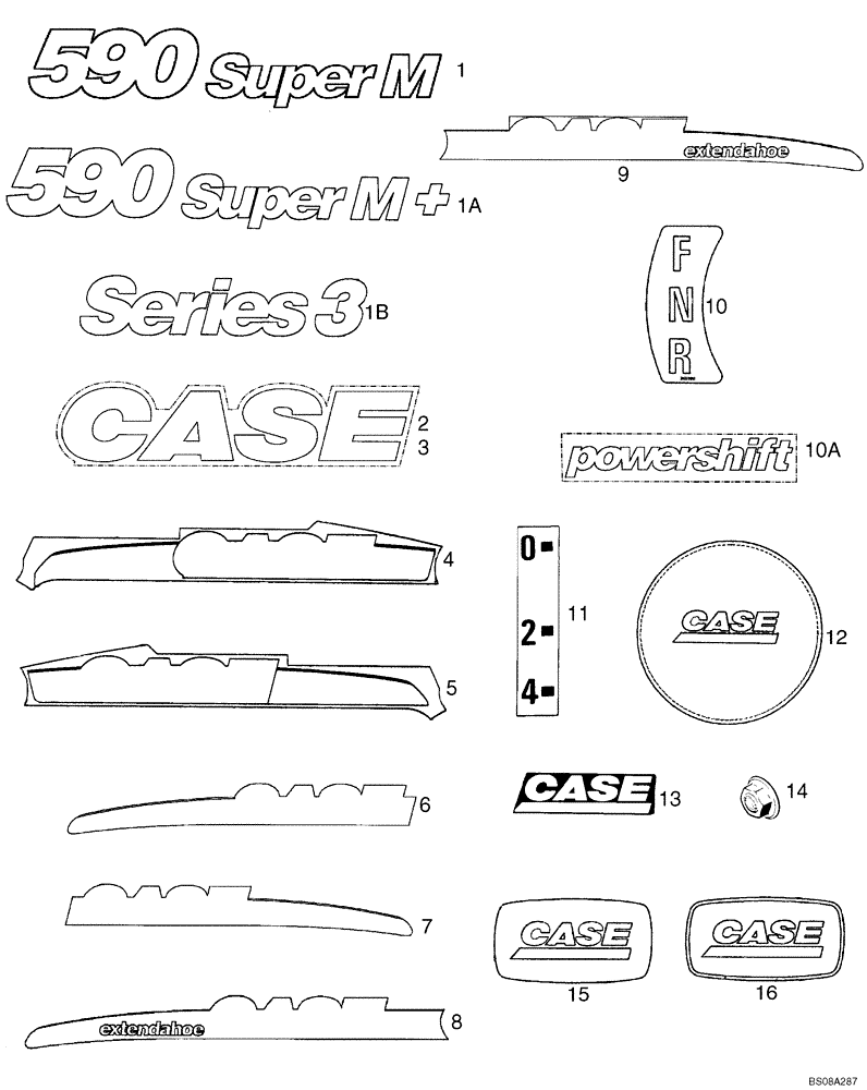 Схема запчастей Case 590SM - (09-71) - DECALS (09) - CHASSIS/ATTACHMENTS