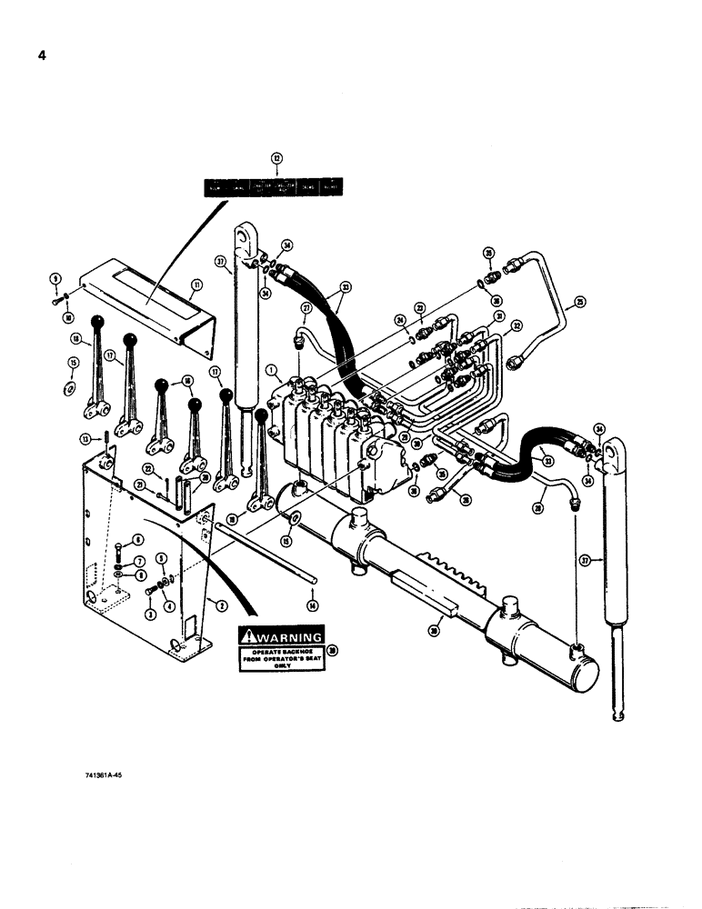 Схема запчастей Case D100XR - (7-004) - BACKHOE HYDRAULIC LINES, SWING CIRCUIT, STABILIZER CIRCUIT & CONTROLS USED PRIOR BACKHOE SN P1520301 