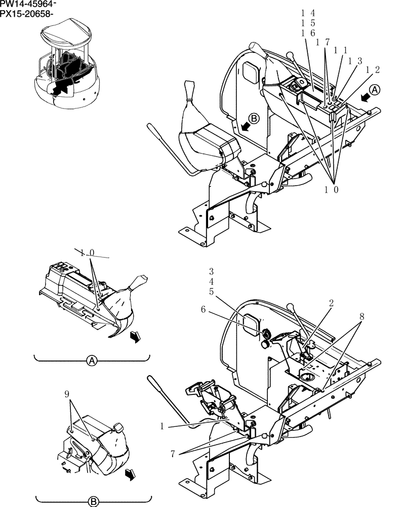 Схема запчастей Case CX36B - (120-01[1]) - CONTROLS, OPERATORS (05) - SUPERSTRUCTURE