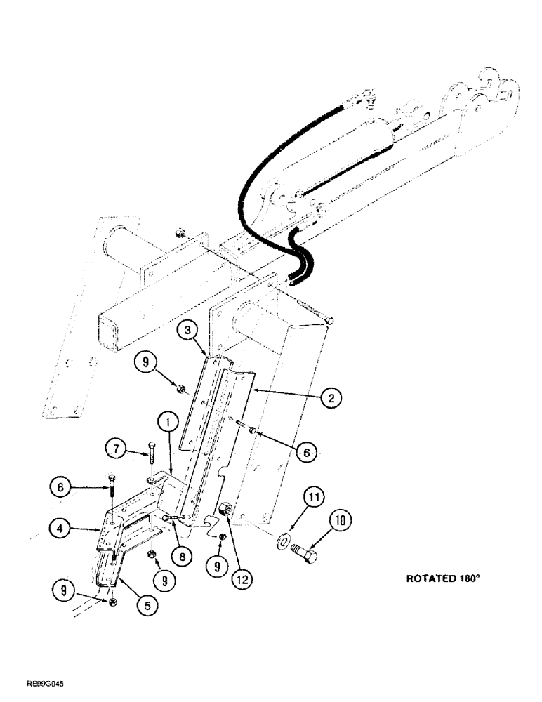 Схема запчастей Case 860 - (9-079C) - HYDRAULIC CRUMBER - HOSE GUARD AND MOUNTING (09) - CHASSIS/ATTACHMENTS