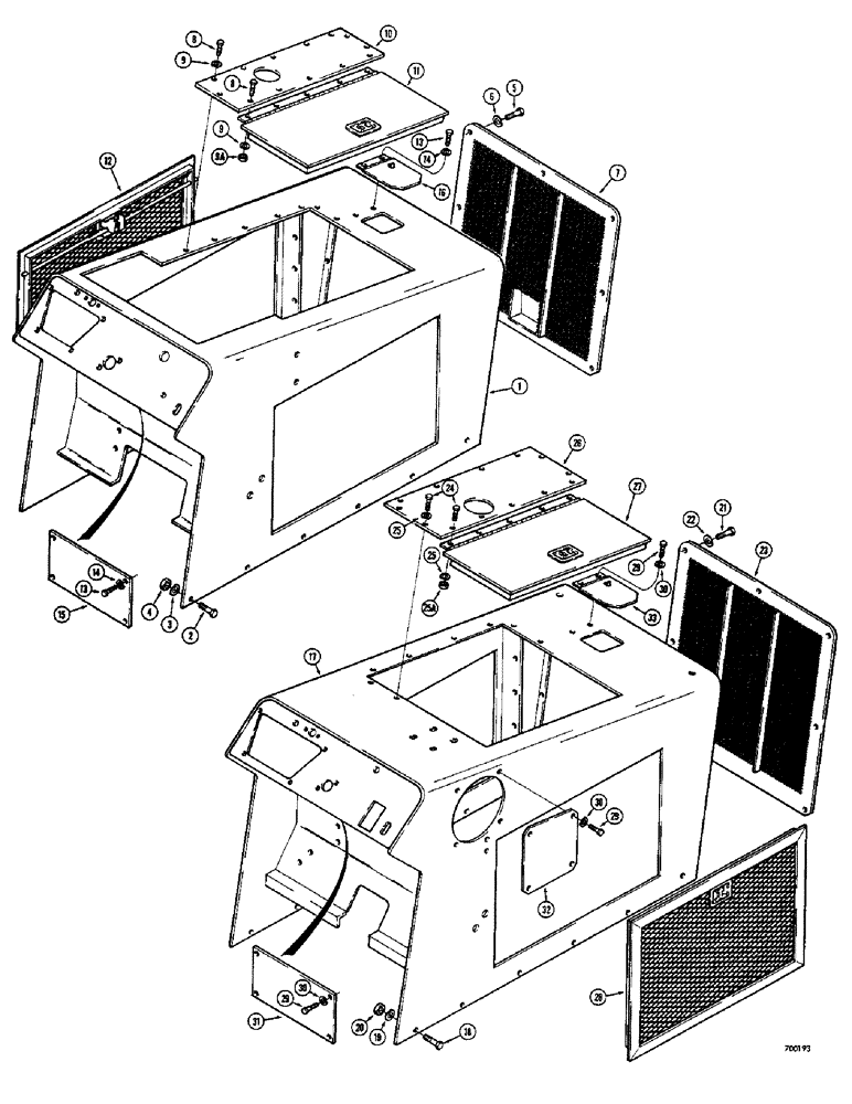 Схема запчастей Case 400C - (192) - HOOD, SIDE SCREENS AND GRILLE, USED ON SYNCHROMESH MODELS ONLY (09) - CHASSIS